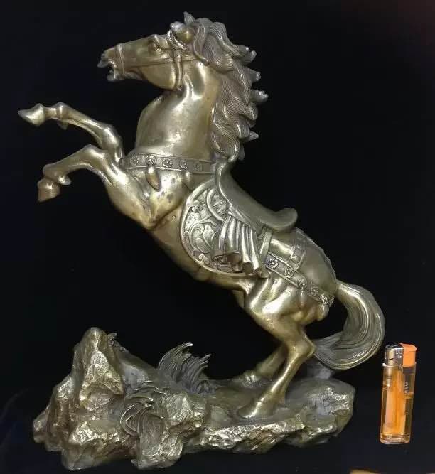 黄銅戦馬置物