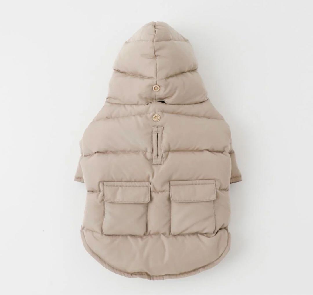 ポケット付きフードダウンジャケット ペット BEIGE