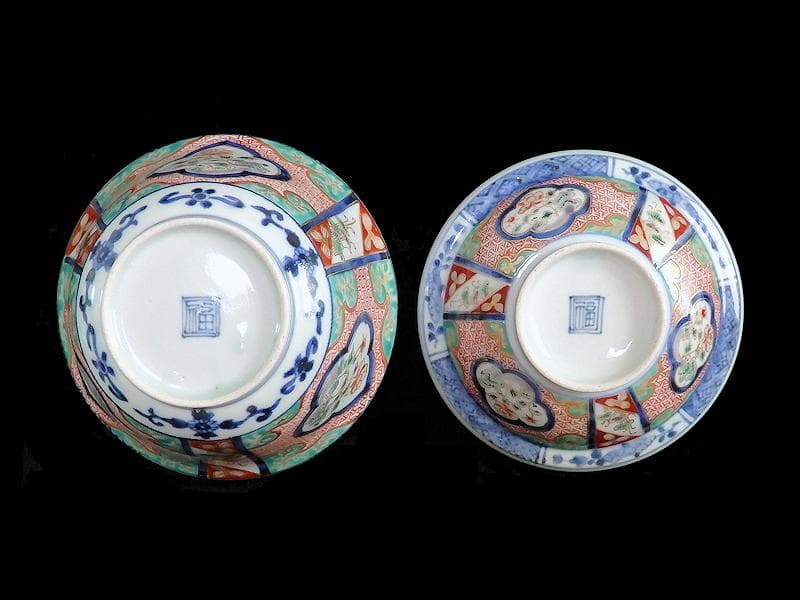 大聖寺伊万里　牡丹に毘沙門亀甲の図　大振蓋茶碗　大振蓋向付 C679AS-CBt
