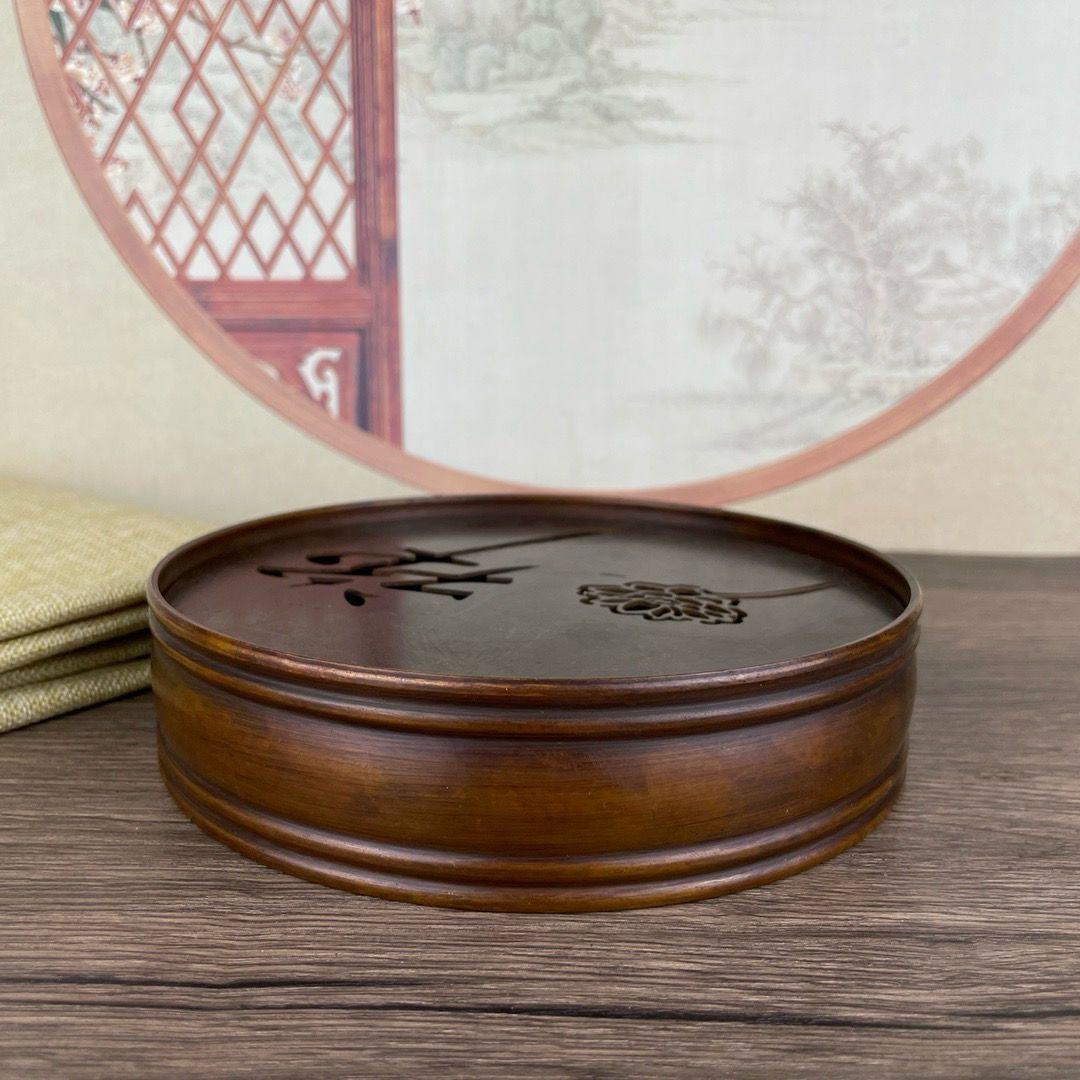 銅製 禅意茶盤 茶洗 茶台 貯水盆 茶道具 装飾品 工芸品 置物