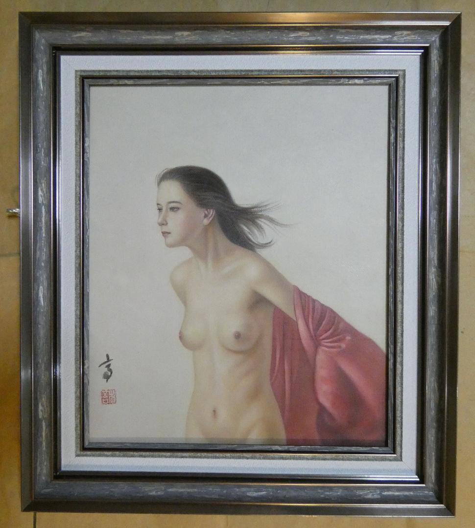 絵画　 油彩　高塚省吾「人物」 サイン　F8サイズ　額装済み 肉筆手描き