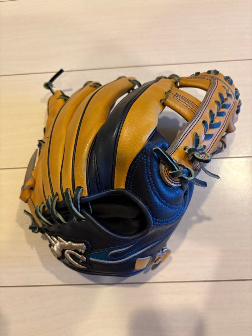 RYU 野球用レザーグローブ オレンジネイビー