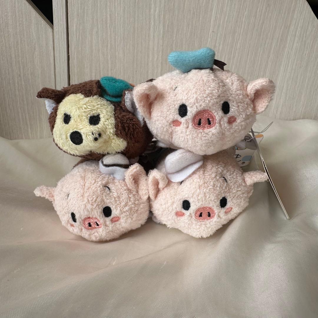 ディズニー ぬいぐるみ 3匹のこぶた　ビッグバッドウルフ　ツムツム　セット