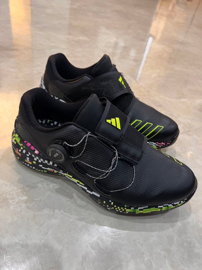 adidas スパイクゴルフシューズ ブラックイエロー 美品 26.5cm ボア