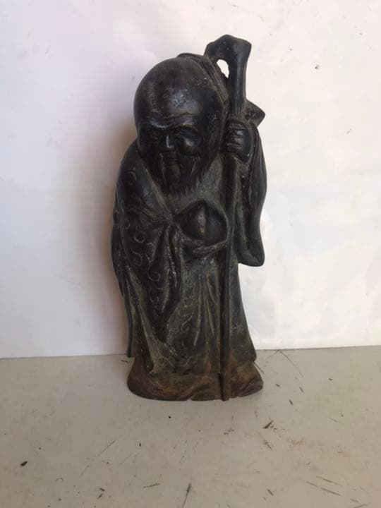 置物古銅製，時代物，緣起物，書房置物，高14cm，重480克