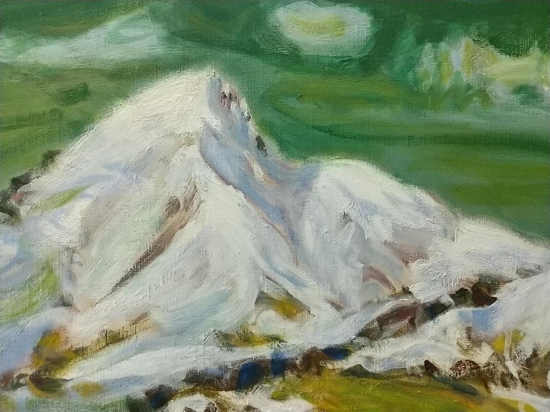 絵画 油彩画 油絵 F6「磐梯浅春」アート 風景画 磐梯山