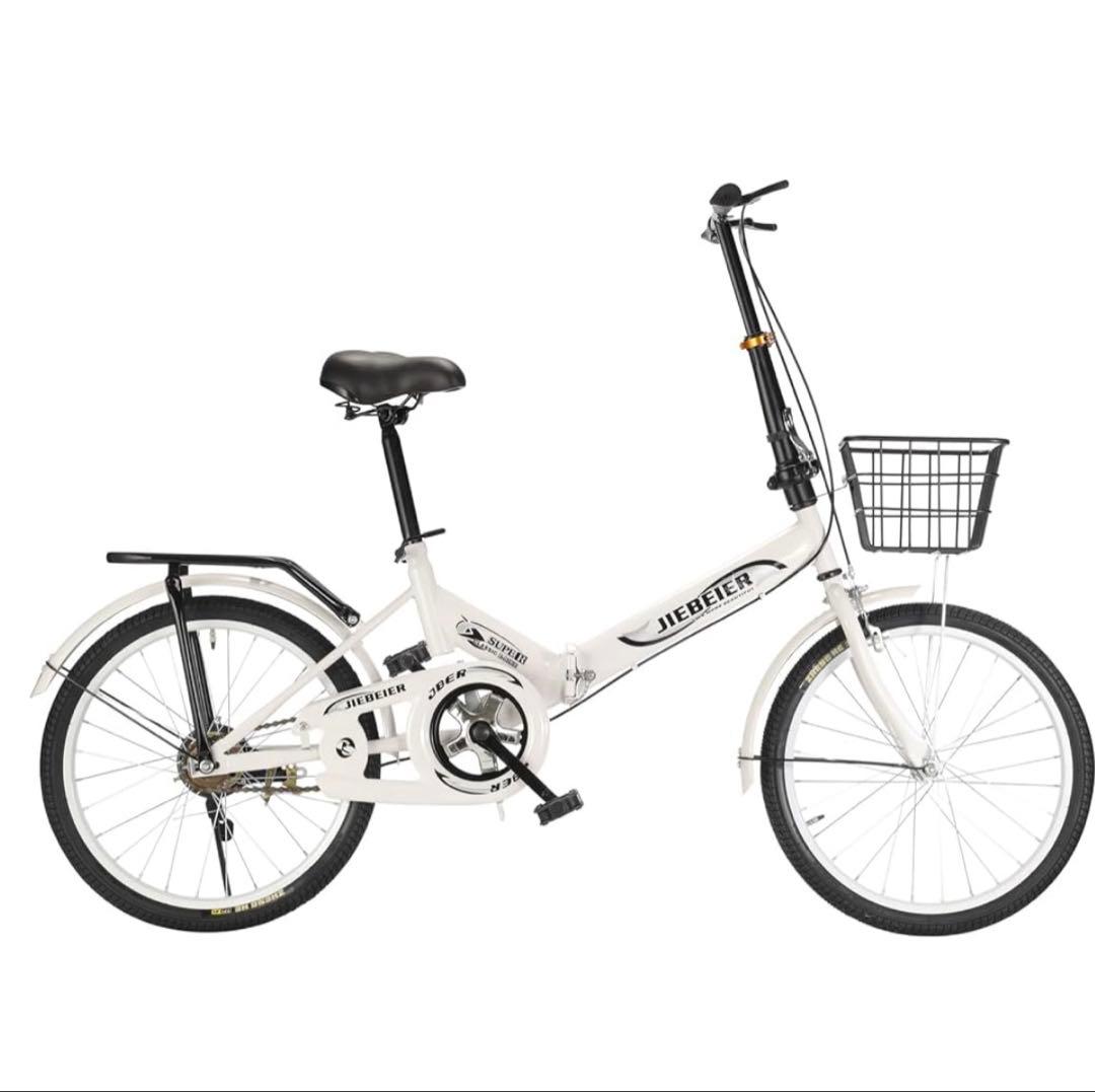 JIEBEIER 折りたたみ自転車 ホワイト