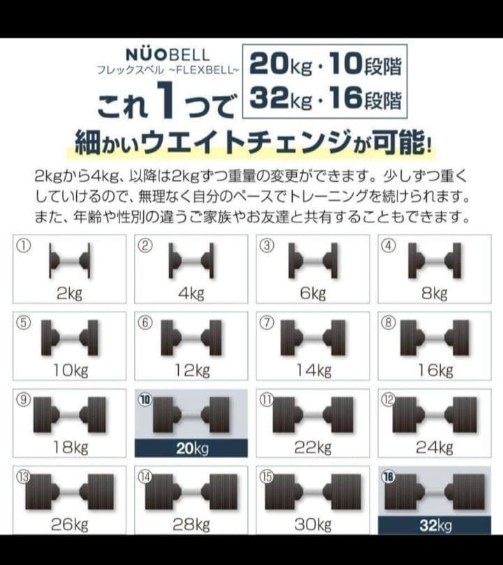 ②可変式ダンベル 2個セット