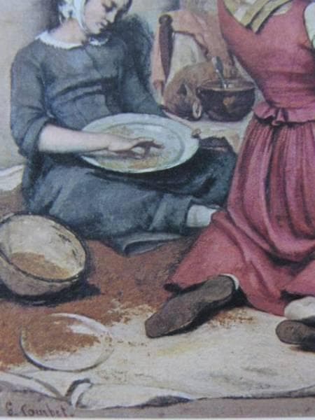 ギュスターヴ・クールベ、【麦を篩にかける女たち】、希少な額装用画集より