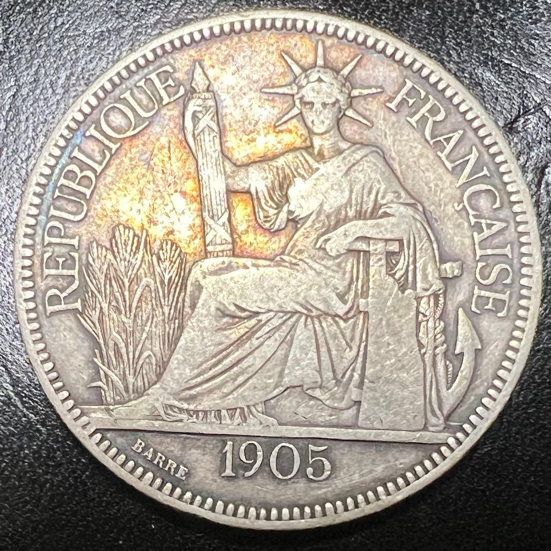 ベトナム　1905年 フランス領インドシナ　1ピアストル銀貨　silver90％