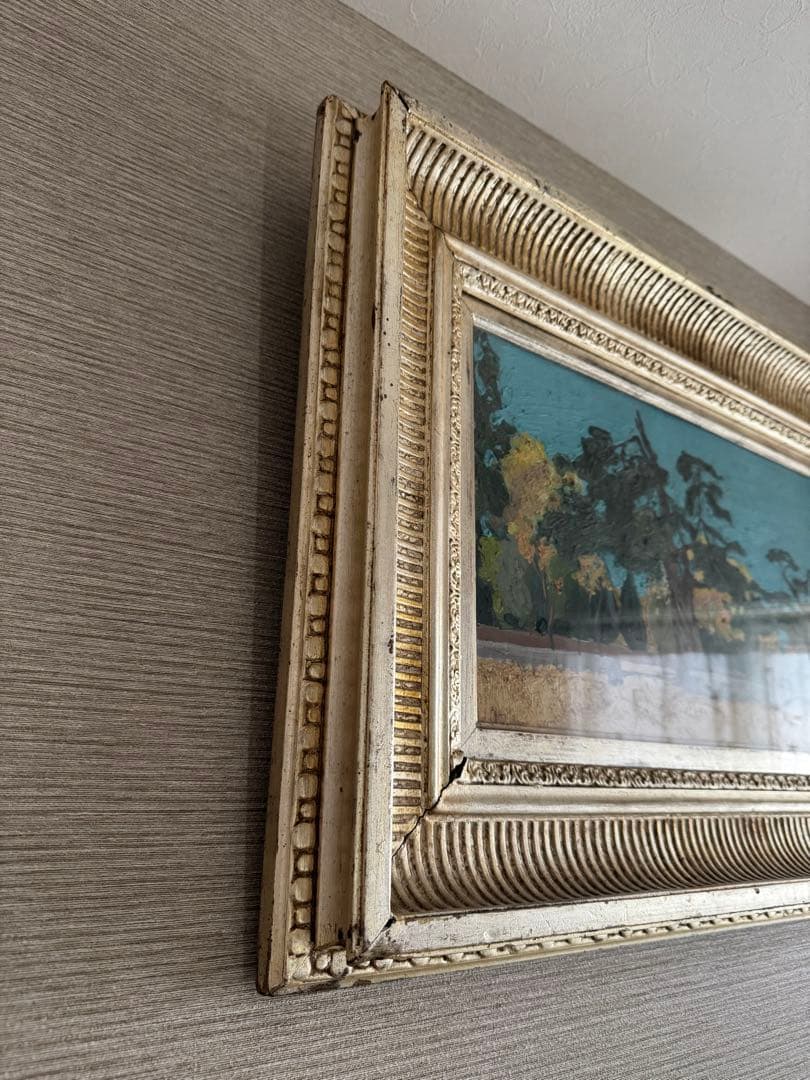 高岡徳太郎　銘　1939年　油彩　油絵　森林　風景　額装