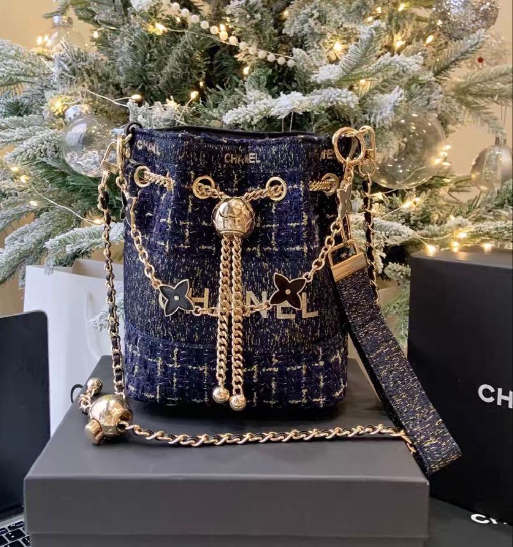希少　レア　非売品 CHANEL ノベルティ ネイビー　ツイード バケットバッグ