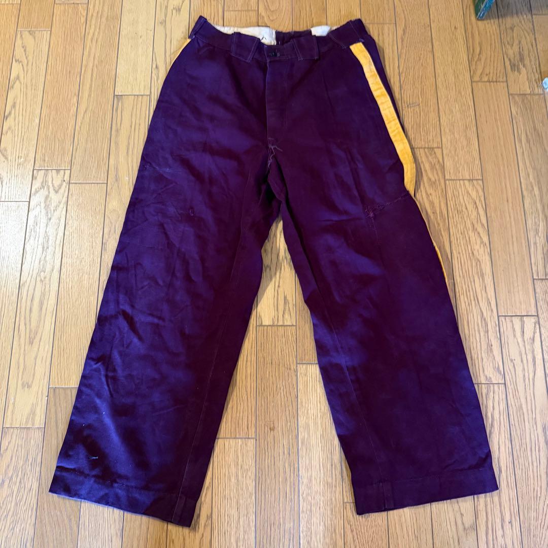60's ヴィンテージ ベースボールシャツ&パンツ エンジ色　ボタンフライパンツ