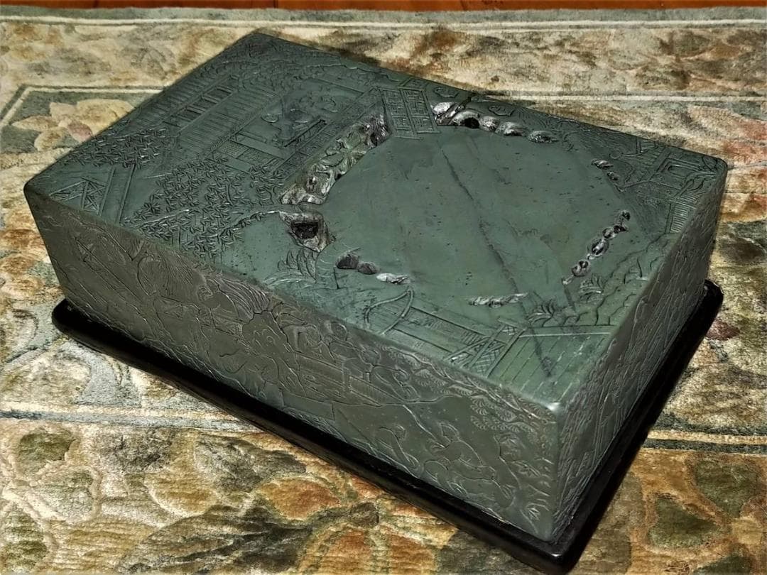 ♥中国　硯　特大　蘭亭硯　8.1ｋｇ　骨董品　端渓硯