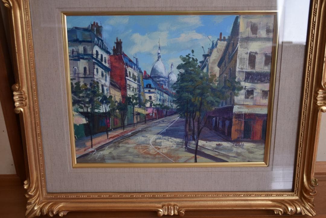 油絵　「モンマルトル」画家　藤田治
