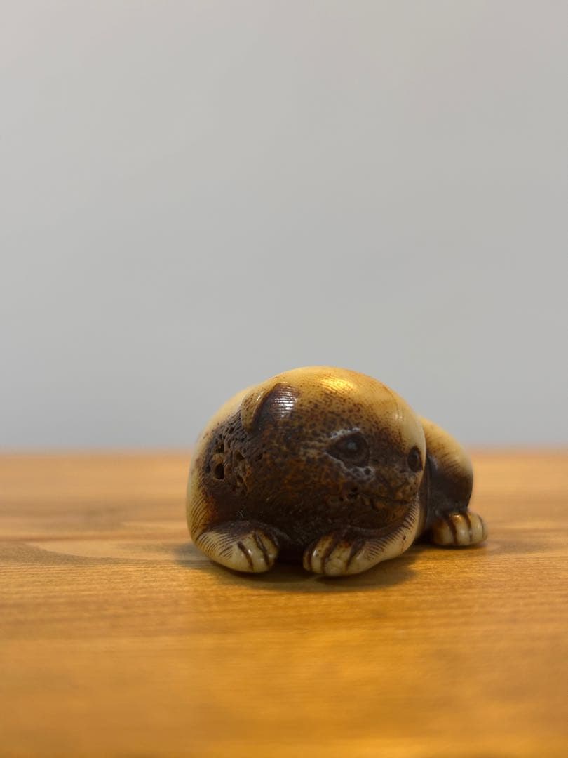 【希少】犬　時代提物 根付 銘有り　アンティーク　印籠