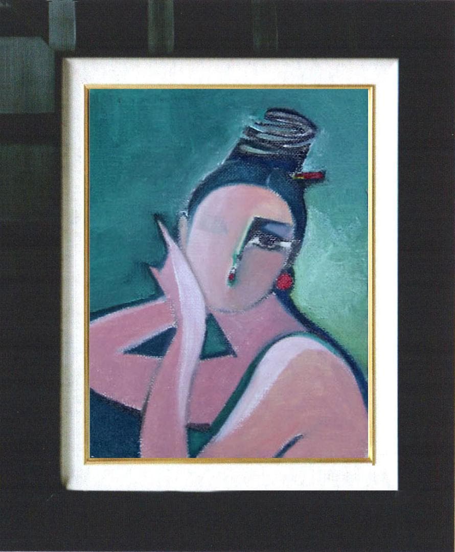 油絵 菅家令子 絵 絵画 インテリア 額付(黒) SM-070501 人物 女性