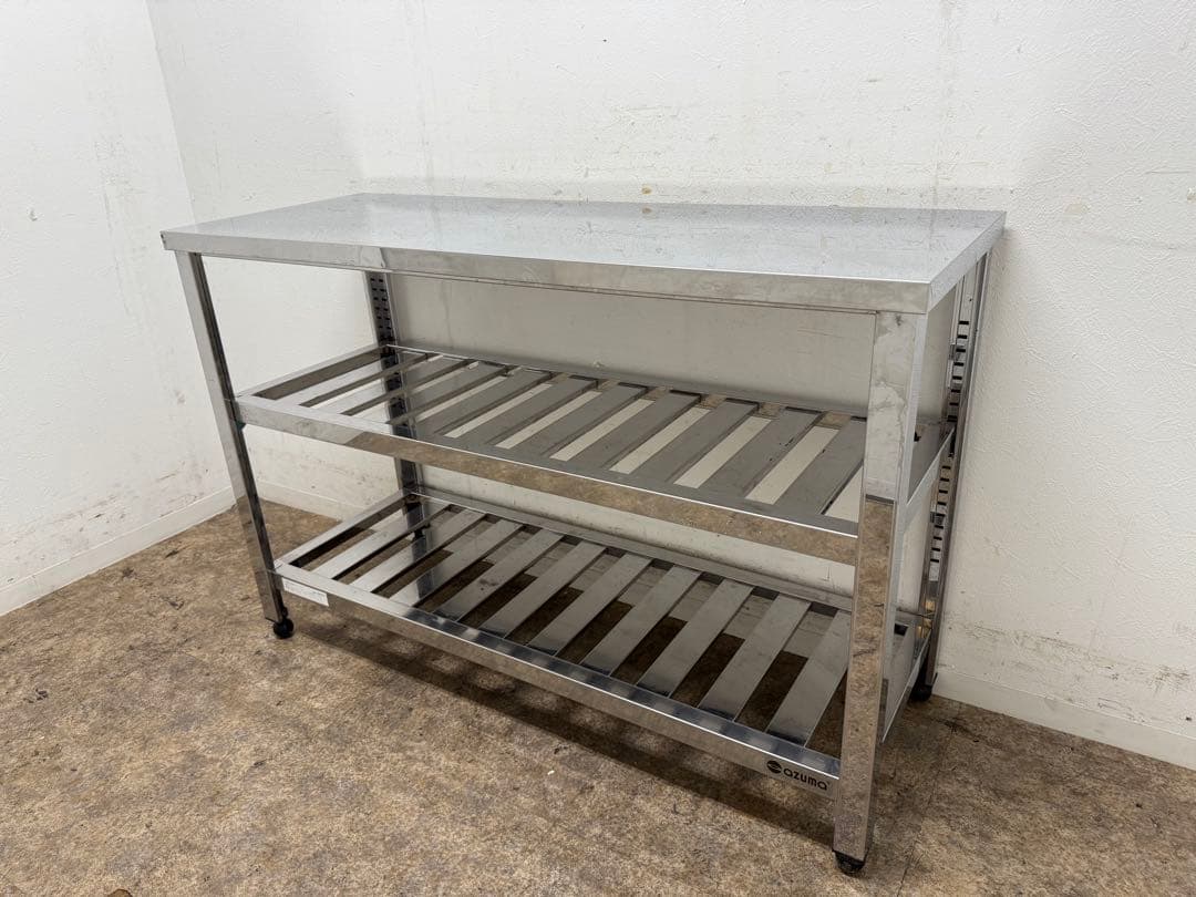 アズマ　ステンレス　作業台　２段スノコ　厨房　W１２００ｘD４５０ｘH８００ｍｍ