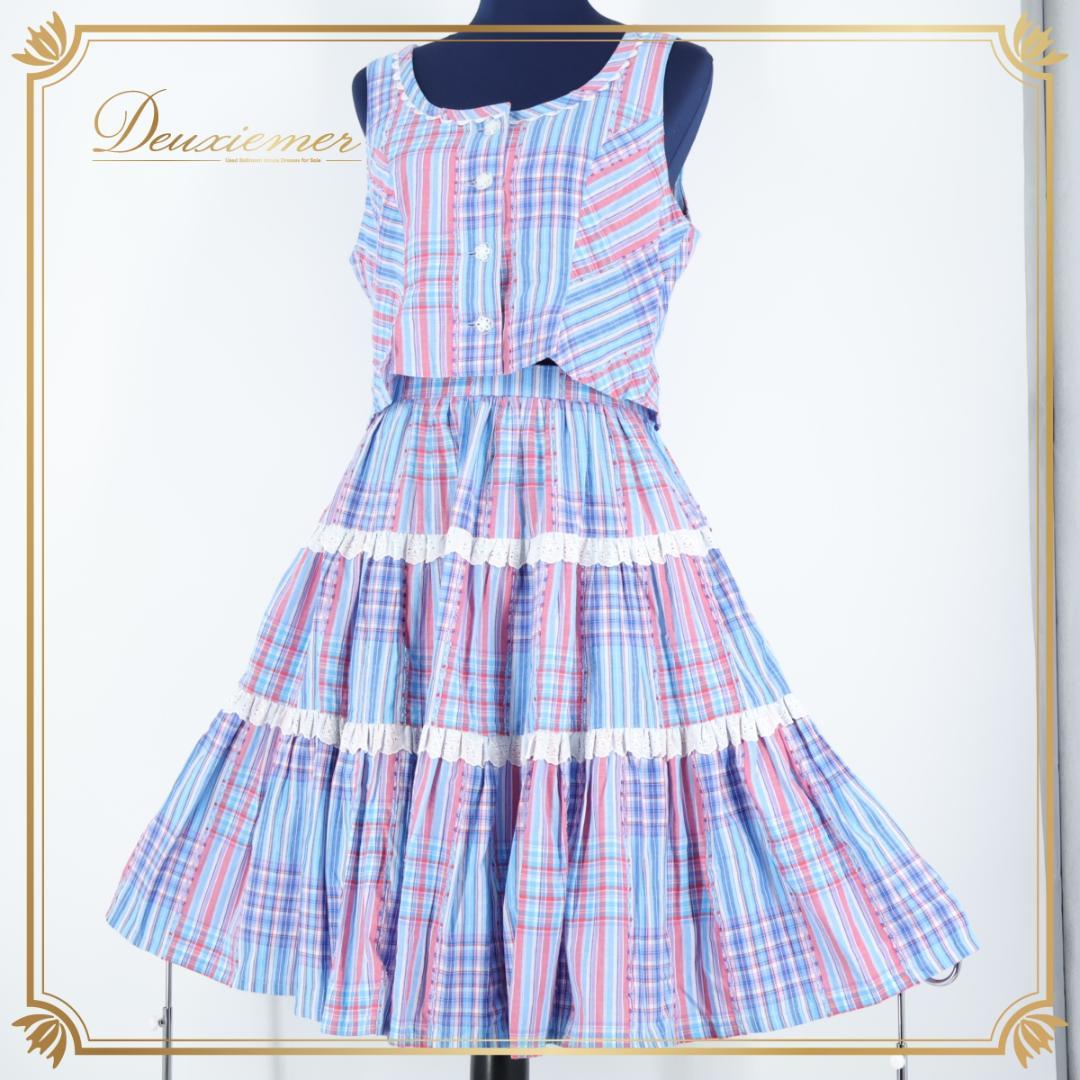【美品 日本製 フォークダンス衣装】ブルー Romi Mother 上下セット