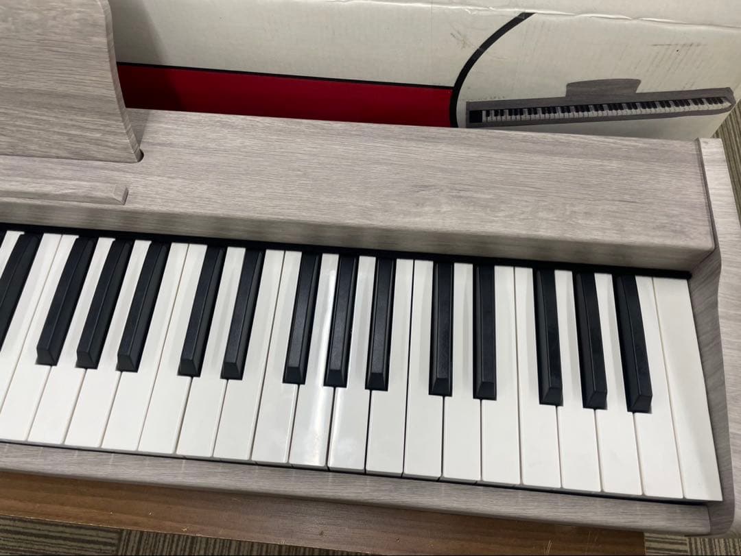 電子ピアノ88鍵盤　給電タイプ　木目調ボディ　グレー