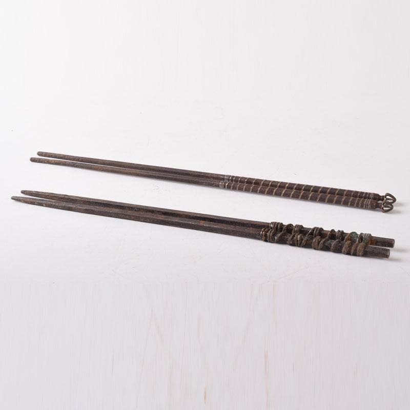 茶道具　内藤四郎作　古鉄　火箸　二種二組　共箱　C　7511