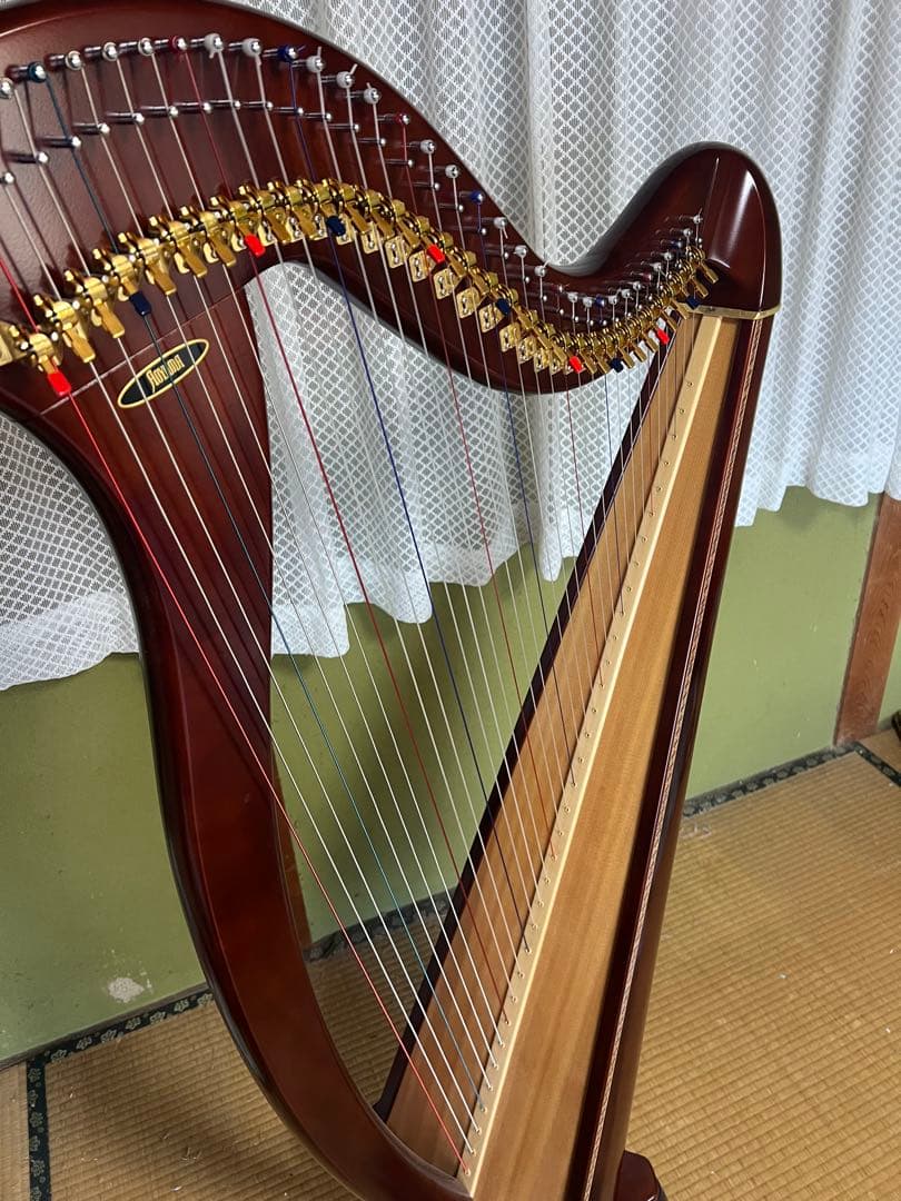 ramu　青山 AOYAMA ダークブラウン 34弦ハープ 130DB