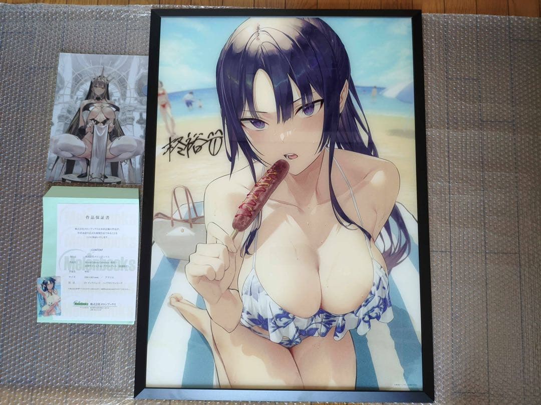【直筆サイン入り)】A1アクリルアート『神崎桜花 熱視のビーチサイド』by柊裕一