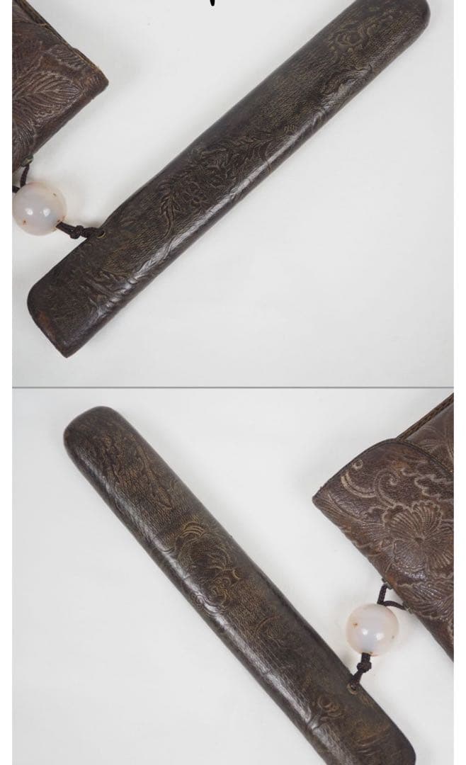 送料無料　上品　喫煙具　純銀製煙管　瑪瑙緒締玉　象嵌金具