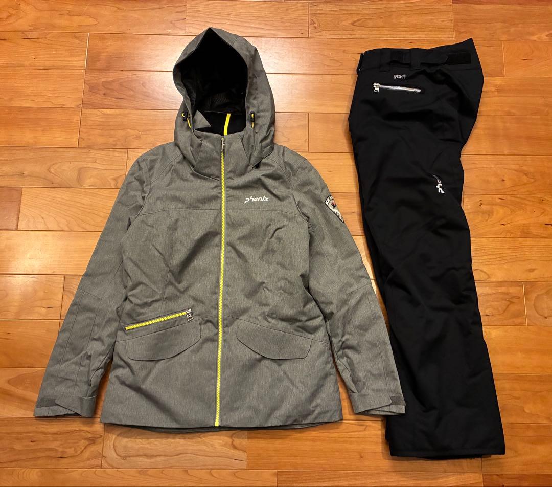 美品　phoenix　フェニックス　スキーウェア　スノボウェア　上下　グレー　M