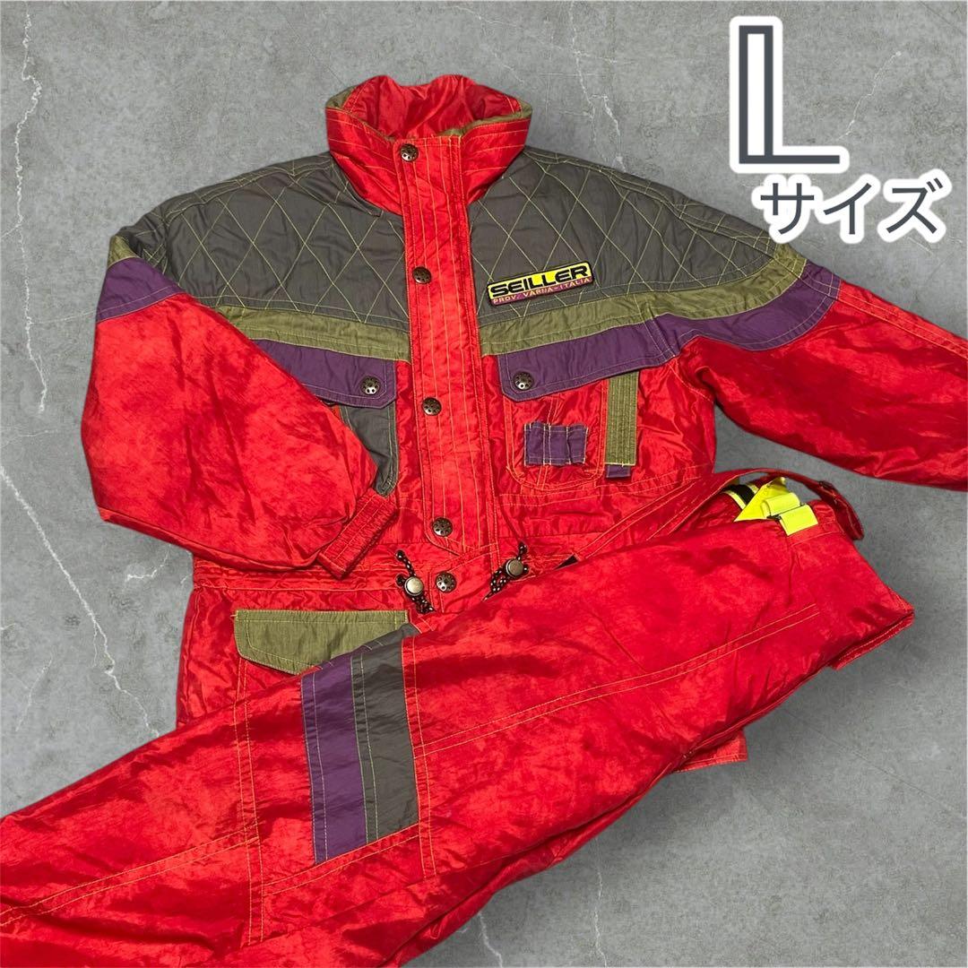 【年代物・レア】SEILLER スキースノボウェア セットアップ　レッド　L
