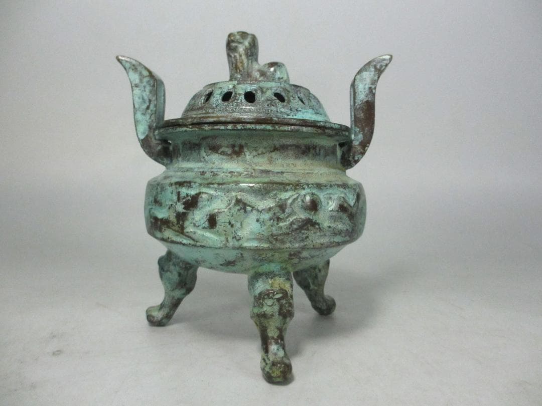 香炉　銅製　厚手　重量 約1050g　香道具　仏教美術　中国美術