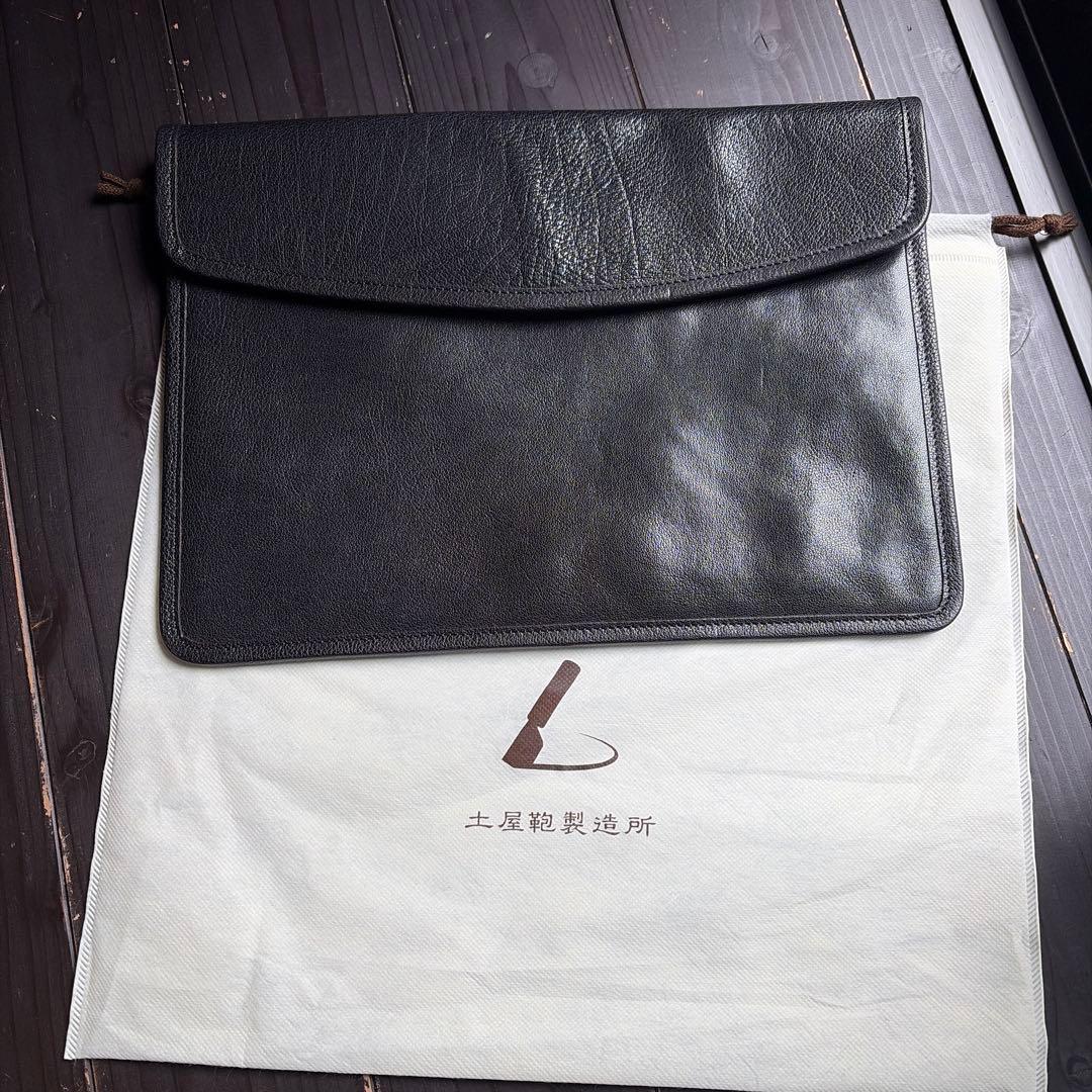 土屋鞄製造所　黒レザー ビジネス　書類ケース フラップ式
