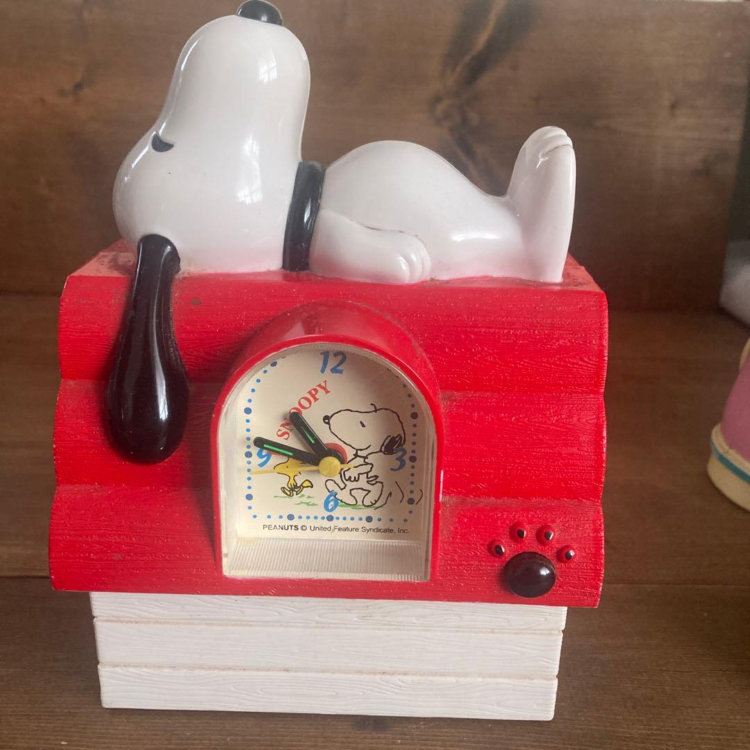 Vintage Peanuts レトロ　スヌーピー 置時計　温度計フィギュア