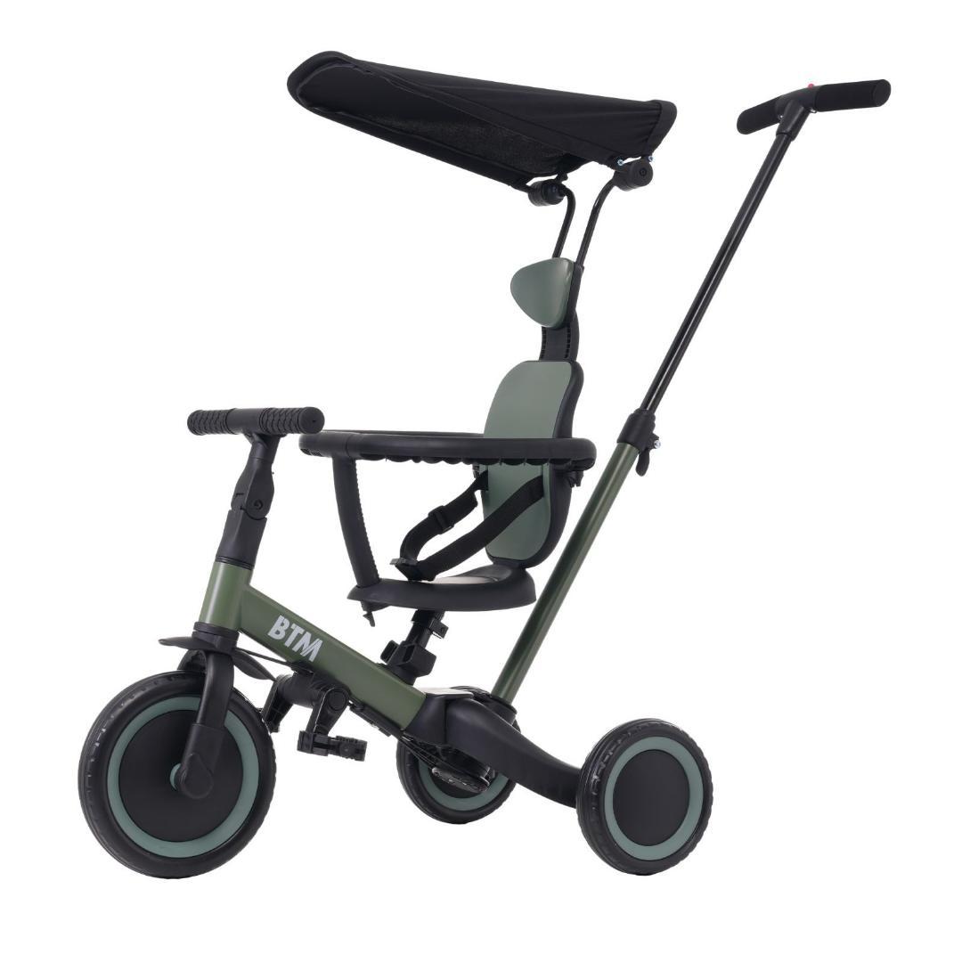 子供用三輪車 5in1自転車 オリジナル 押し棒付き 安全バー付き サンシェード