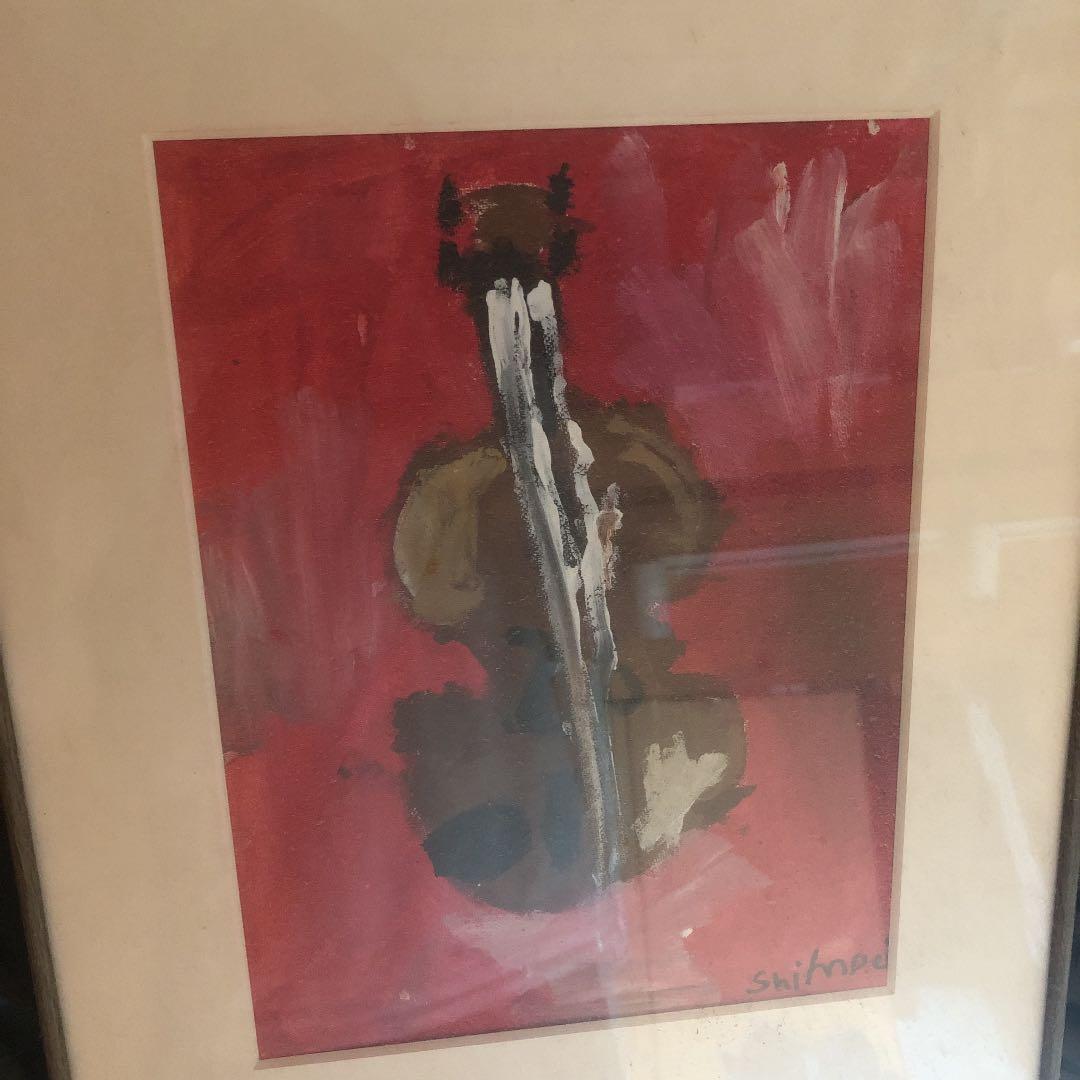 油絵？　アンティーク　絵画　ヴァイオリン