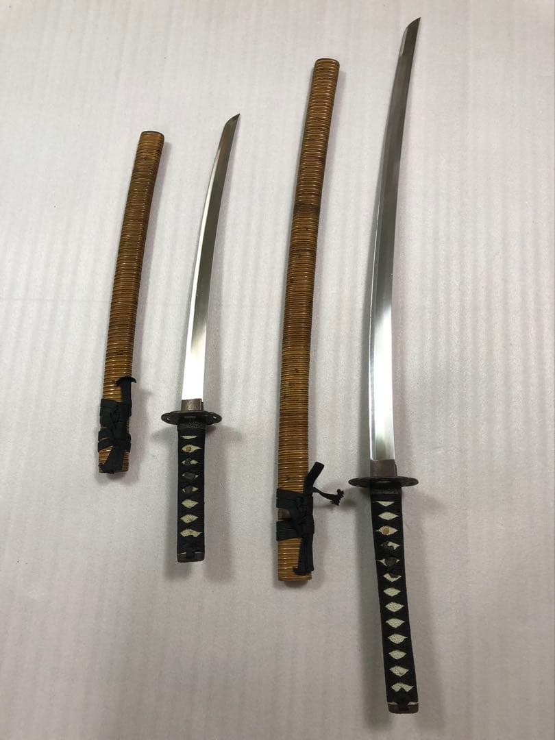 藤巻鞘 模造刀 打刀 脇差 2点セット 鞘付き長さ68/102cm 26A13
