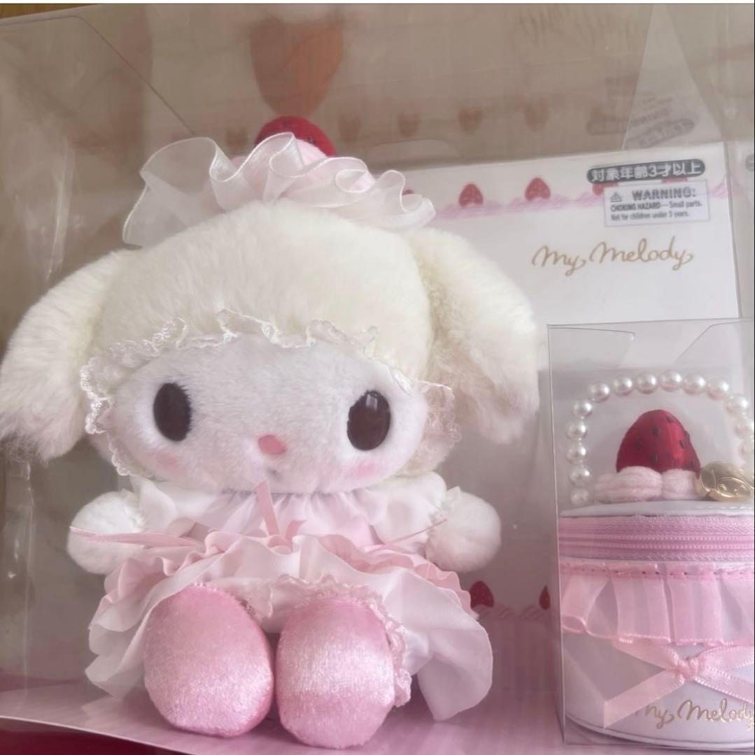 新品　マイメロディ いちごホイップケーキ ぬいぐるみ&アクセサリーケースセット