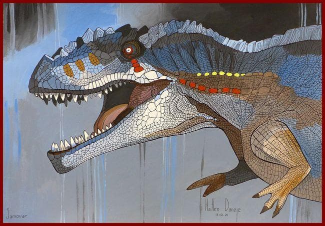 イラスト原画　獲物を狙うティラノサウルス 「暴君」
