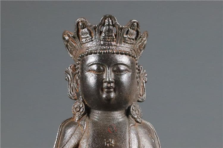 鉄器 鉄仏 蓮華坐観音菩薩仏像 縁起物 装飾品 工芸品 美術品 置物