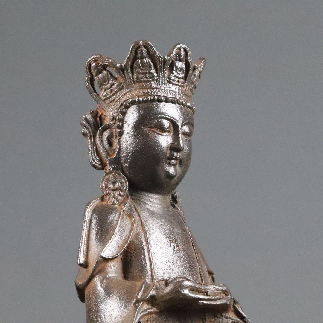 鉄器 鉄仏 蓮華坐観音菩薩仏像 縁起物 装飾品 工芸品 美術品 置物