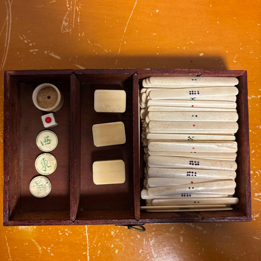麻雀牌 骨牌 木箱 中国美術 時代物 骨董品 稀少