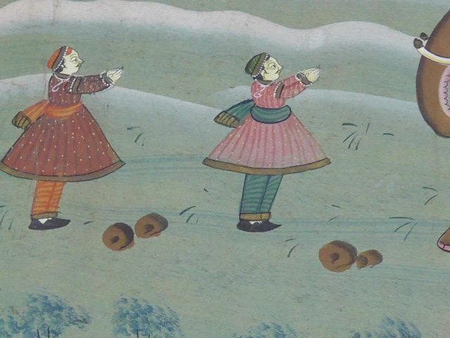 手描きの素晴らしいインドのプリミティブ絵画です　大変古いものです