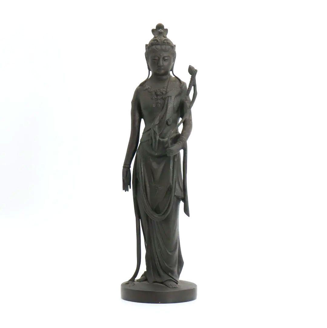 聖観音菩薩像 仏教美術 銅製/ブロンズ 仏像 置物　AB228　1FB6