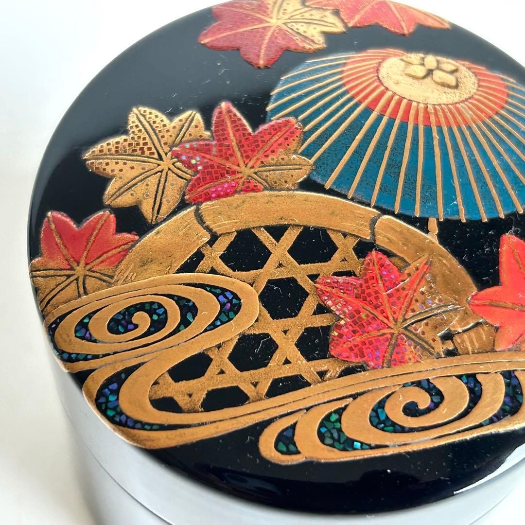 【美品.希少】漆器　茶筒　茶器　茶道具　木製　漆塗り　蒔絵　螺鈿 伝統工芸 小