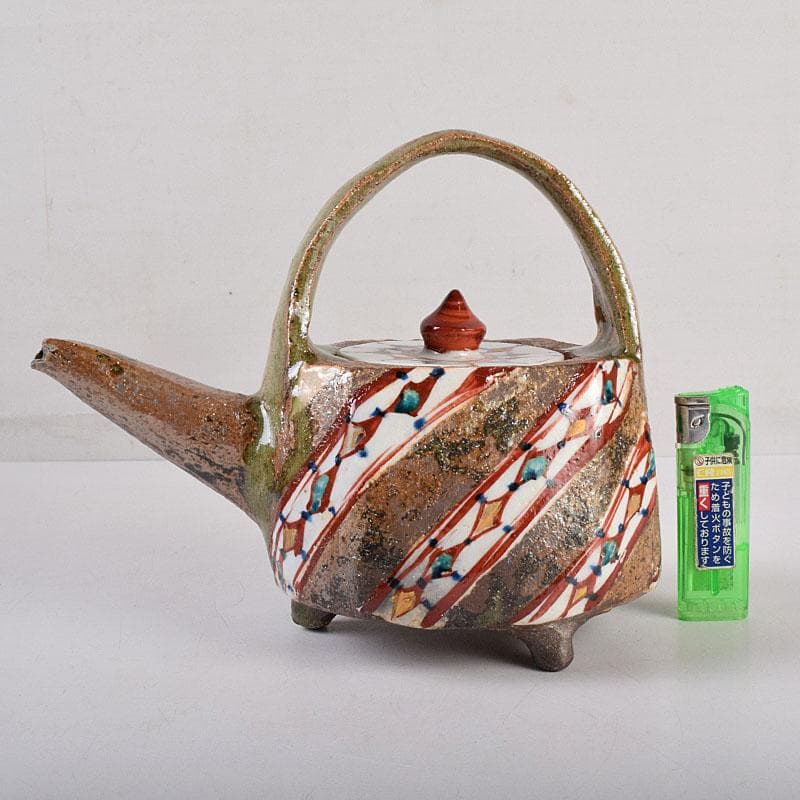 廣永窯　坪島土平作　金彩色絵　提酒器　共布共箱　D　R9033