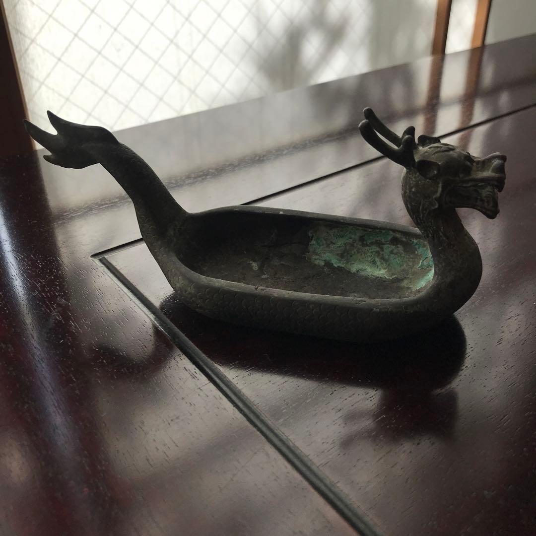 ⚠️注意‼️発送が特定の月末限定品 お早めに配送込　古銅青緑　龍の文鎮　古美術　蔵出