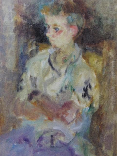 庄司栄吉、【スペインの子供】、希少な画集画、新品高級額・額装付
