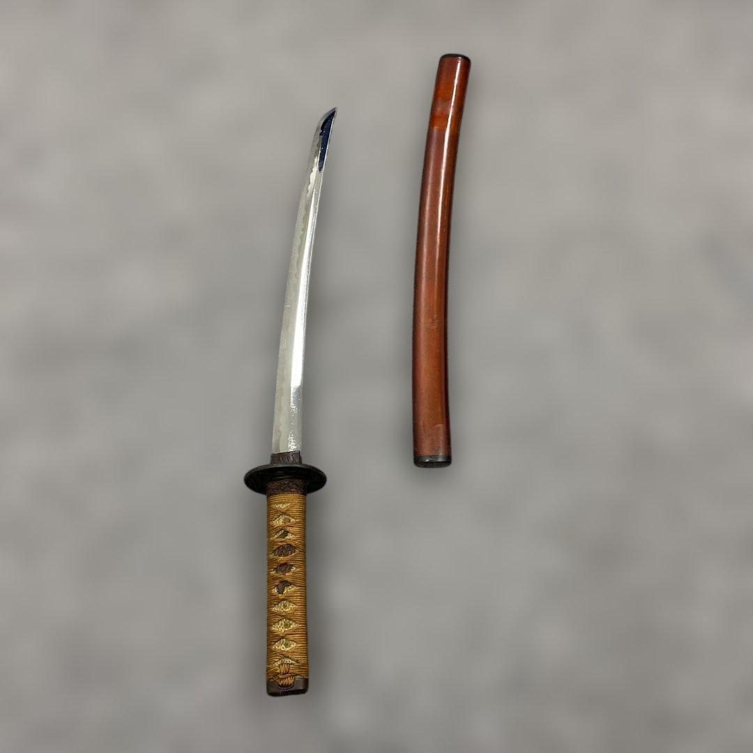 未開刃，模造刀、白鞘 刀 剣 長尺模造刀 反りのある刀 約65cm 茶色の鞘
