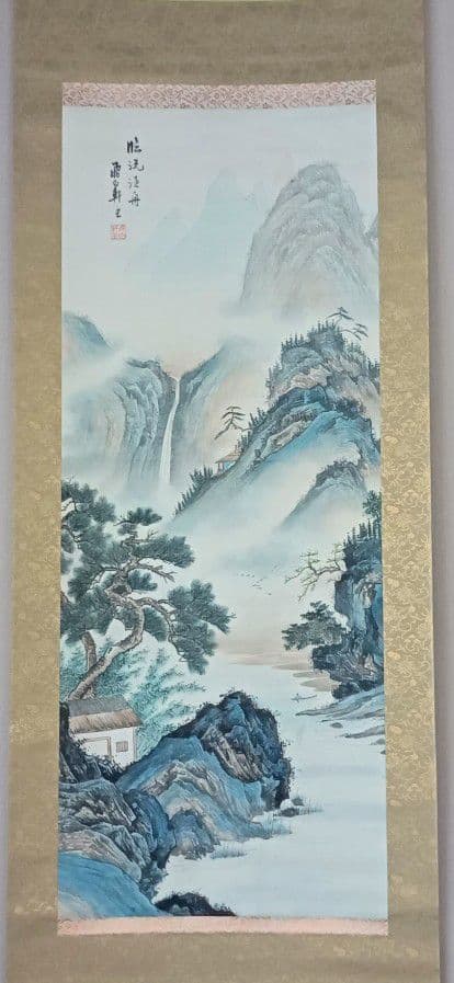 開運 金運 おもてなし 軸 絵 滝 山水 龍 四柱推命 中国 美術 インテリア