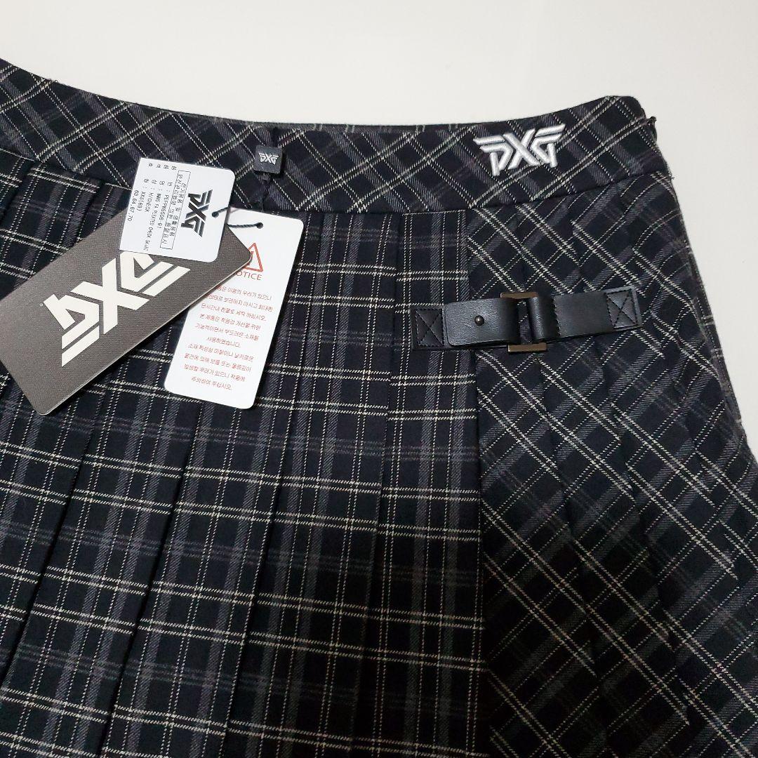 815　韓国PXG ブラック チェック プリーツスカート 新品